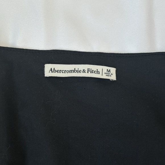 Abercrombie & Fitch Puff Sleeve‎ Crop Small Black Tie Front Cottage Peasant Top - Picture 7 of 7